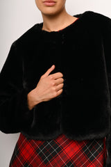 Giacca corta in faux fur