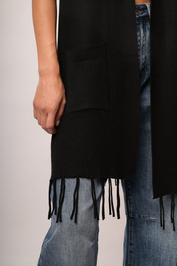 Gilet lungo con frange