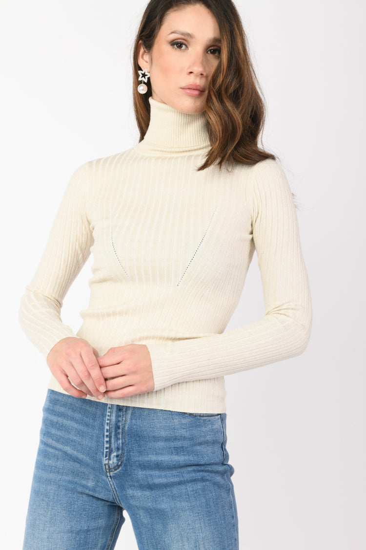 Maglia Dolcevita Lurex Oro LA FILERIA Maglia Dolcevita Donna