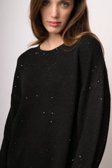 Maglia over con paillettes nera