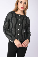 Cardigan con motivo a trecce