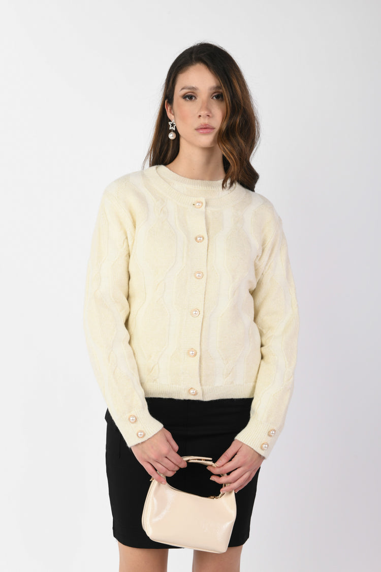 Cardigan con motivo a trecce