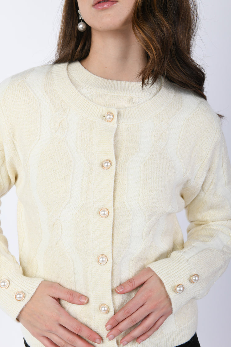 Cardigan con motivo a trecce