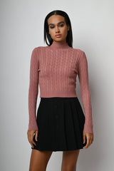 Lupetto crop a trecce lurex
