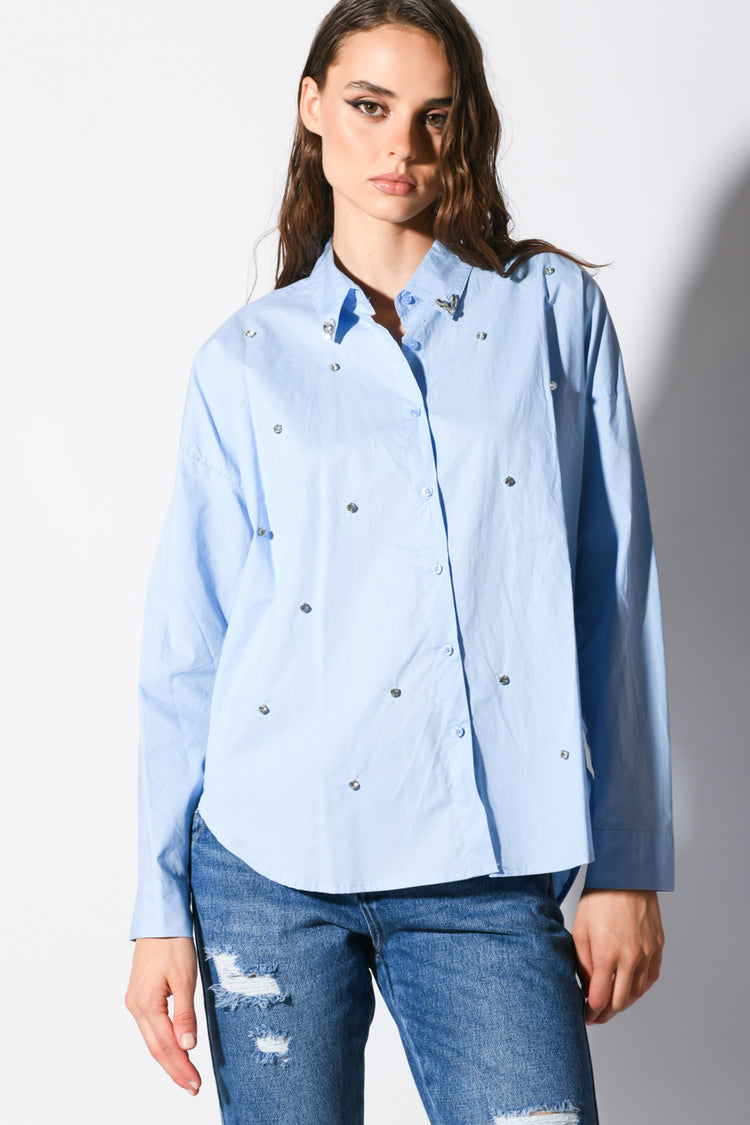 Camicia oversize con strass