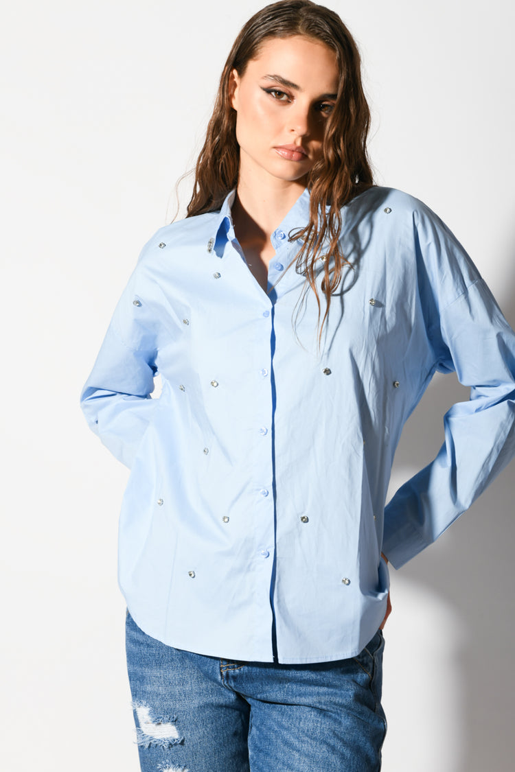 Camicia oversize con strass