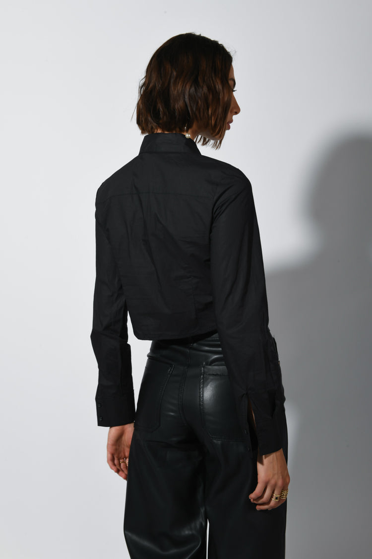 Camicia bustier con strass al colletto