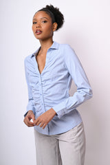 Camicia in cotone con arricciatura