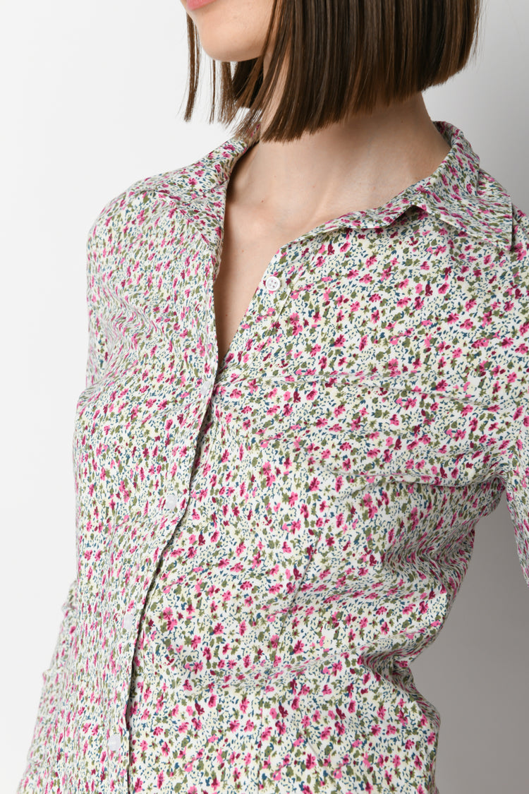 Camicia a stampa micro floreale