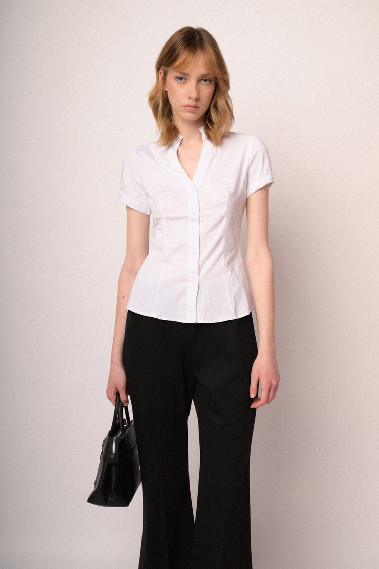 Camicia con colletto rouches