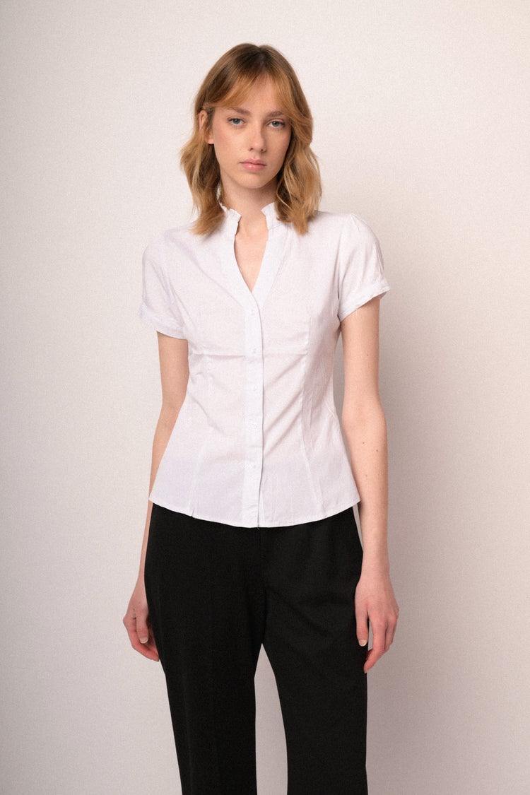 Camicia con colletto rouches