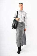 Camicia in raso con colletto gioiello