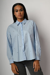 Camicia con strass decorativi