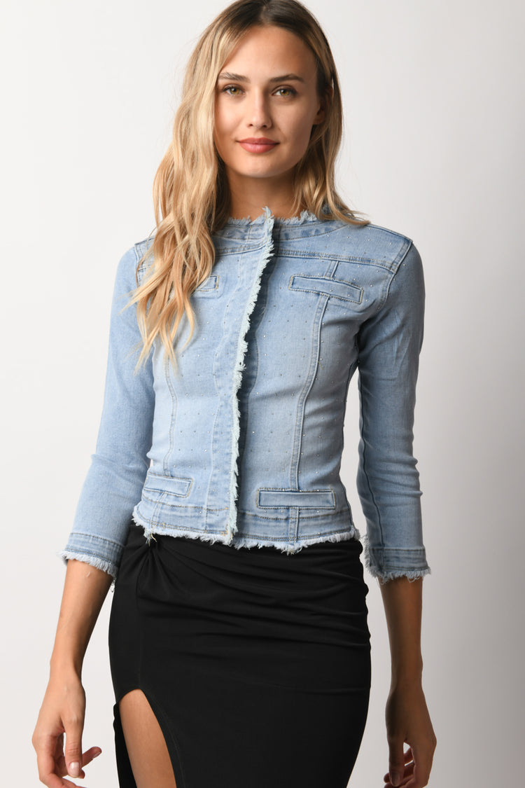 Giacca in denim con strass