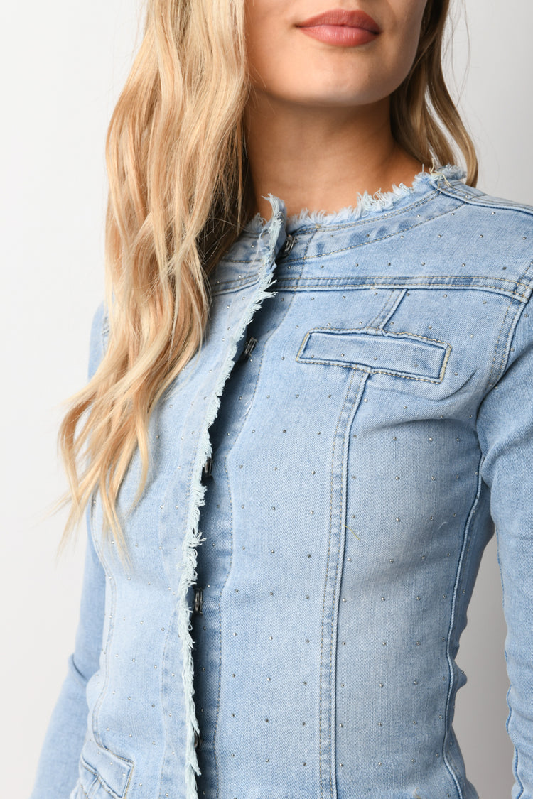 Giacca in denim con strass