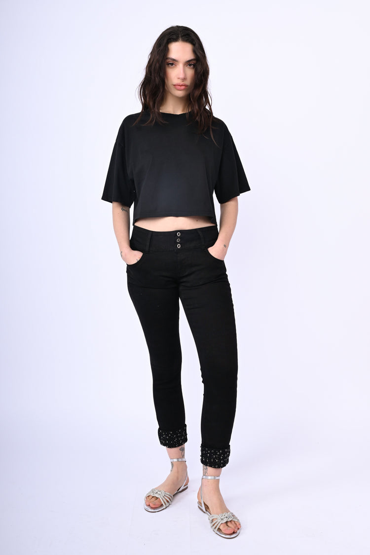 Jeans con cristalli allorlo