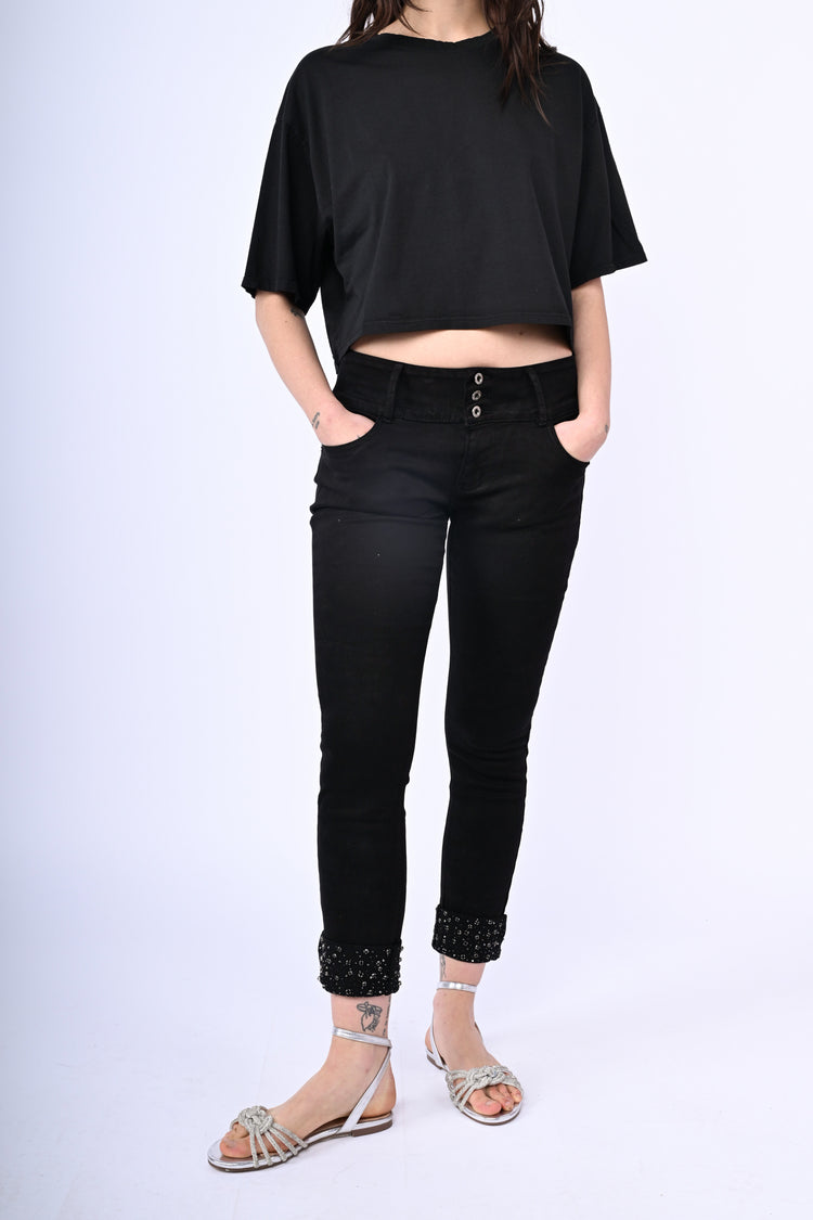 Jeans con cristalli allorlo