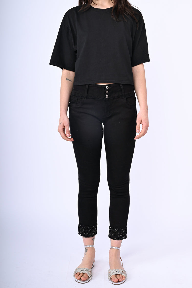 Jeans con cristalli allorlo