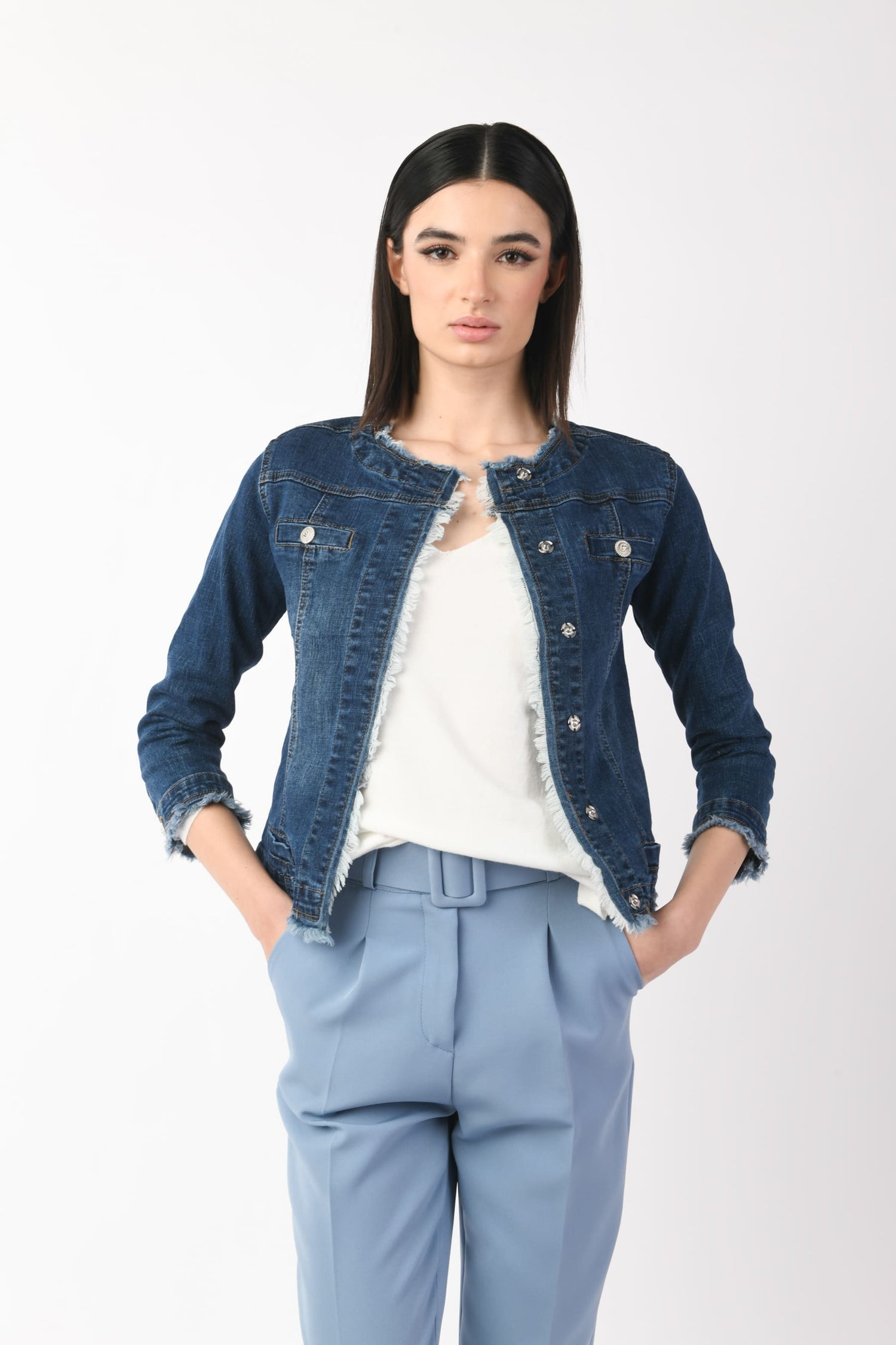 Giubbotto denim con bottoni – Nunalie