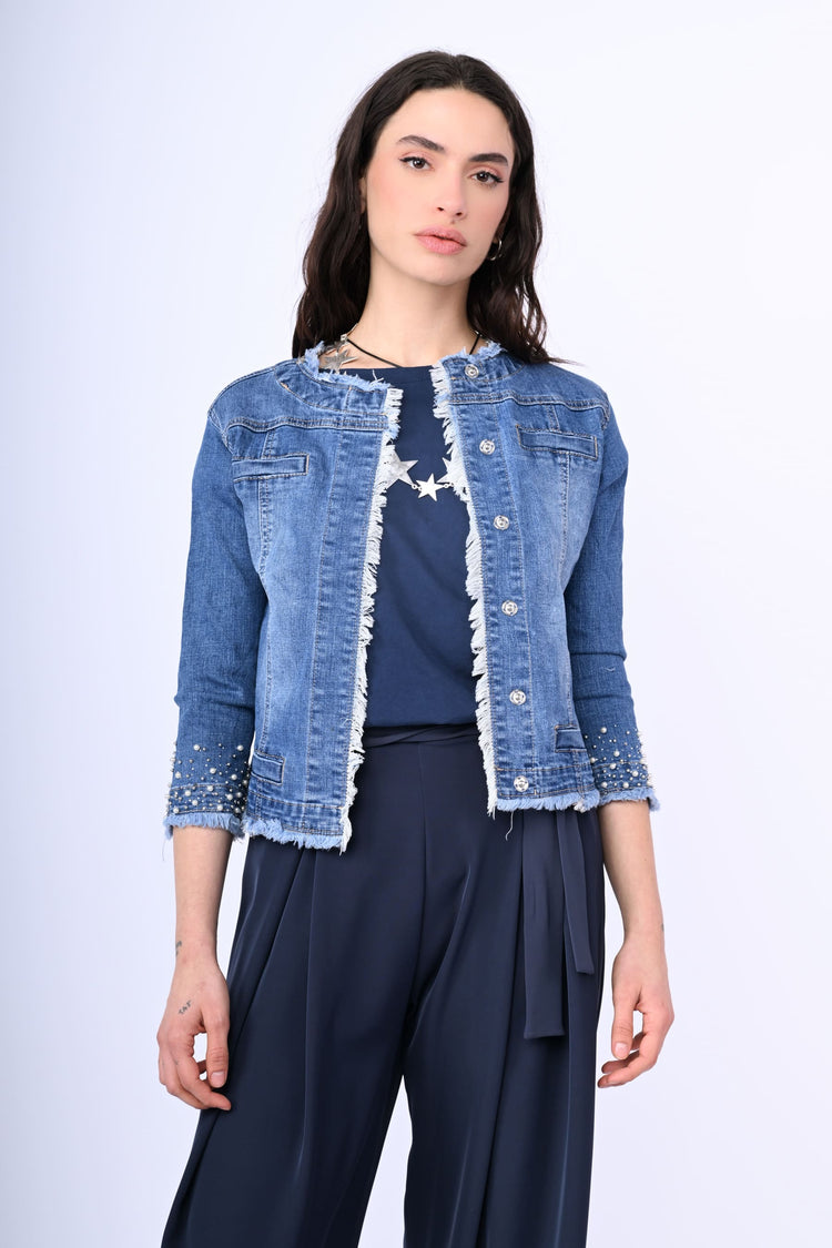 Giacca in denim con perline
