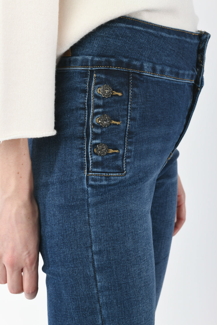 Jeans skinny con bottoni