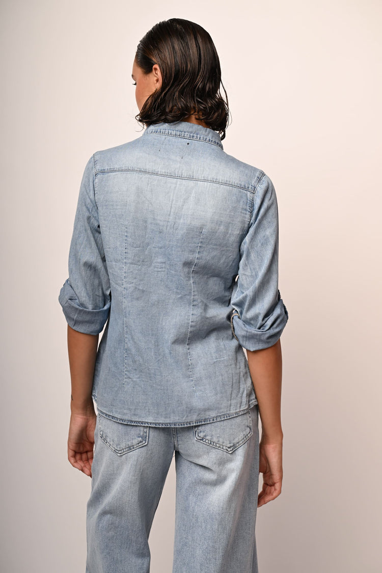 Camicia denim strass