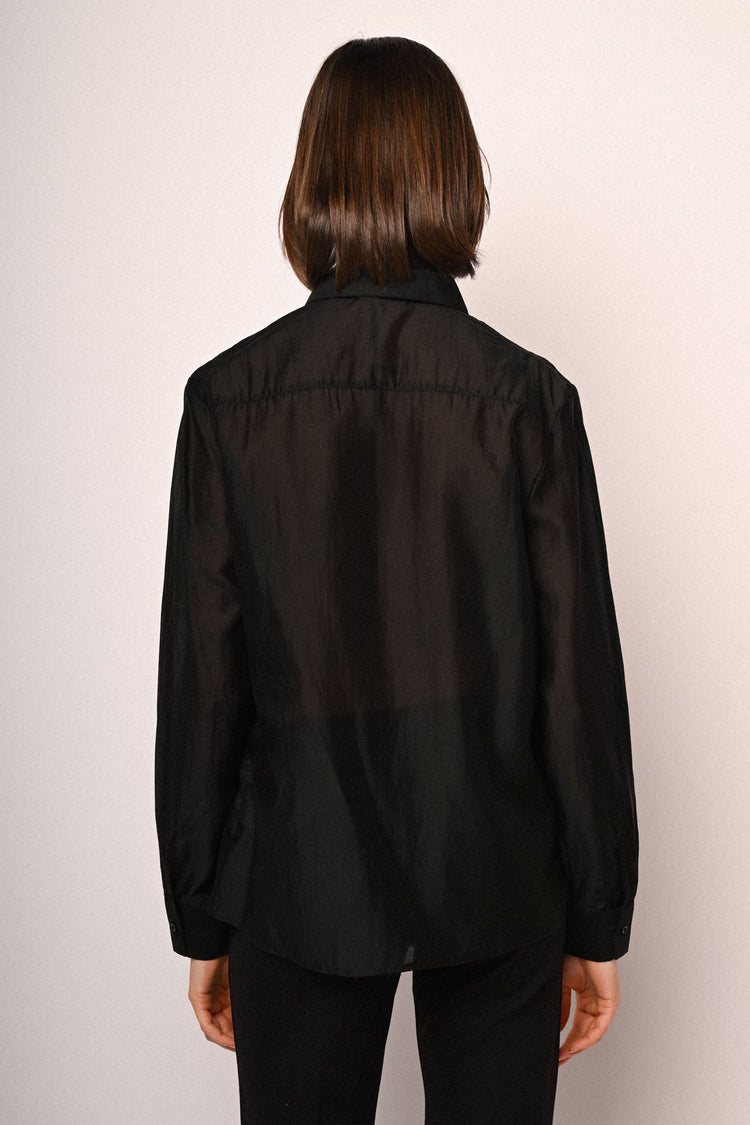 Camicia misto lyocell con colletto gioiello