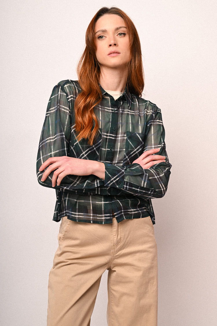 Camicia a stampa check con tasche