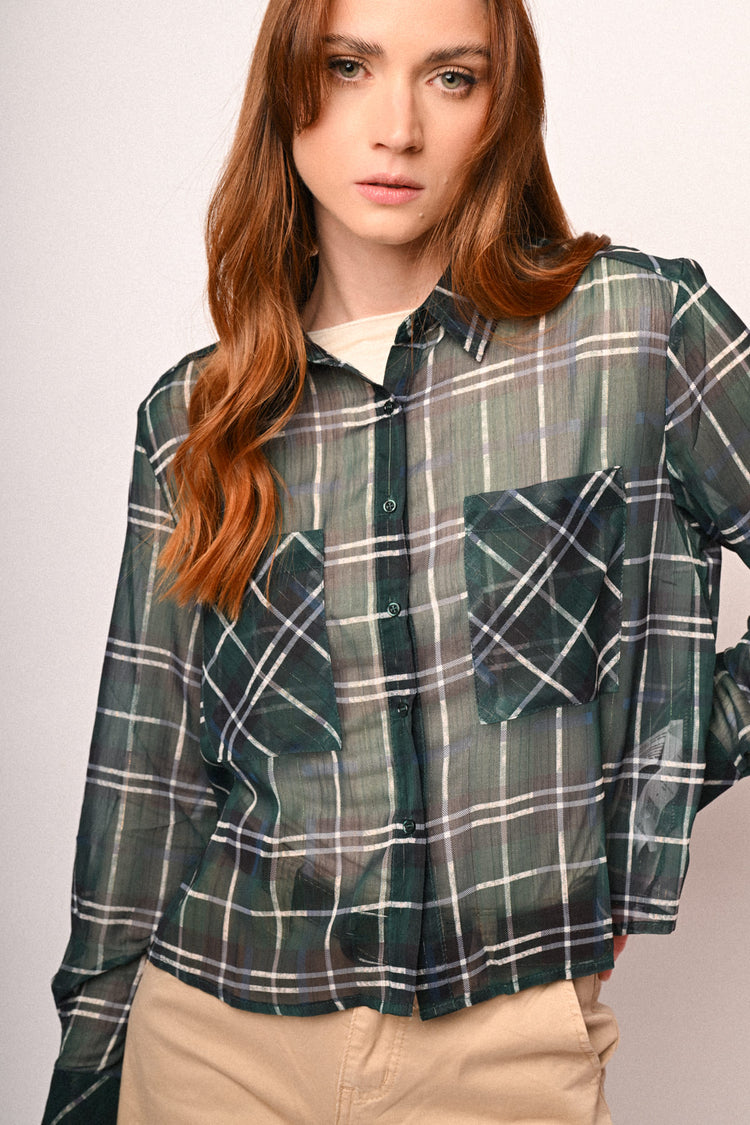 Camicia a stampa check con tasche