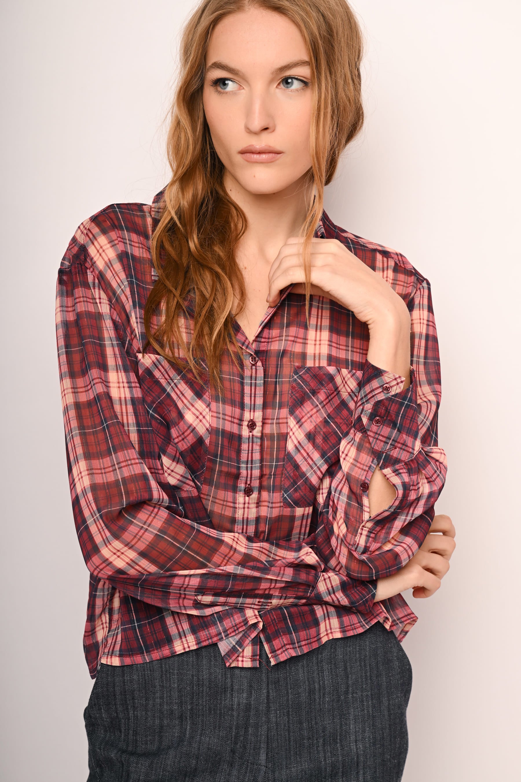 Camicia a stampa check con tasche