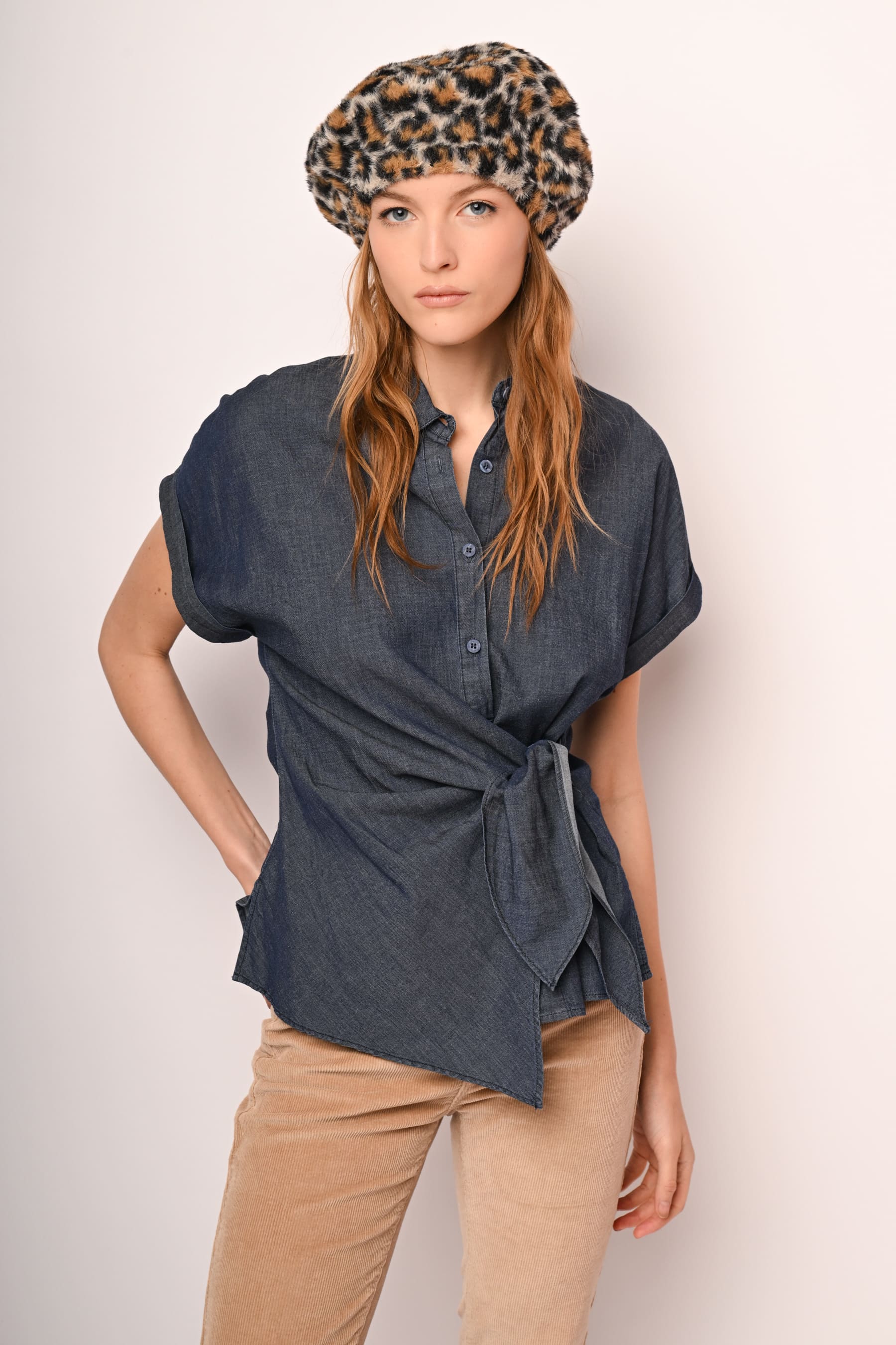 Camicia in denim con nodo