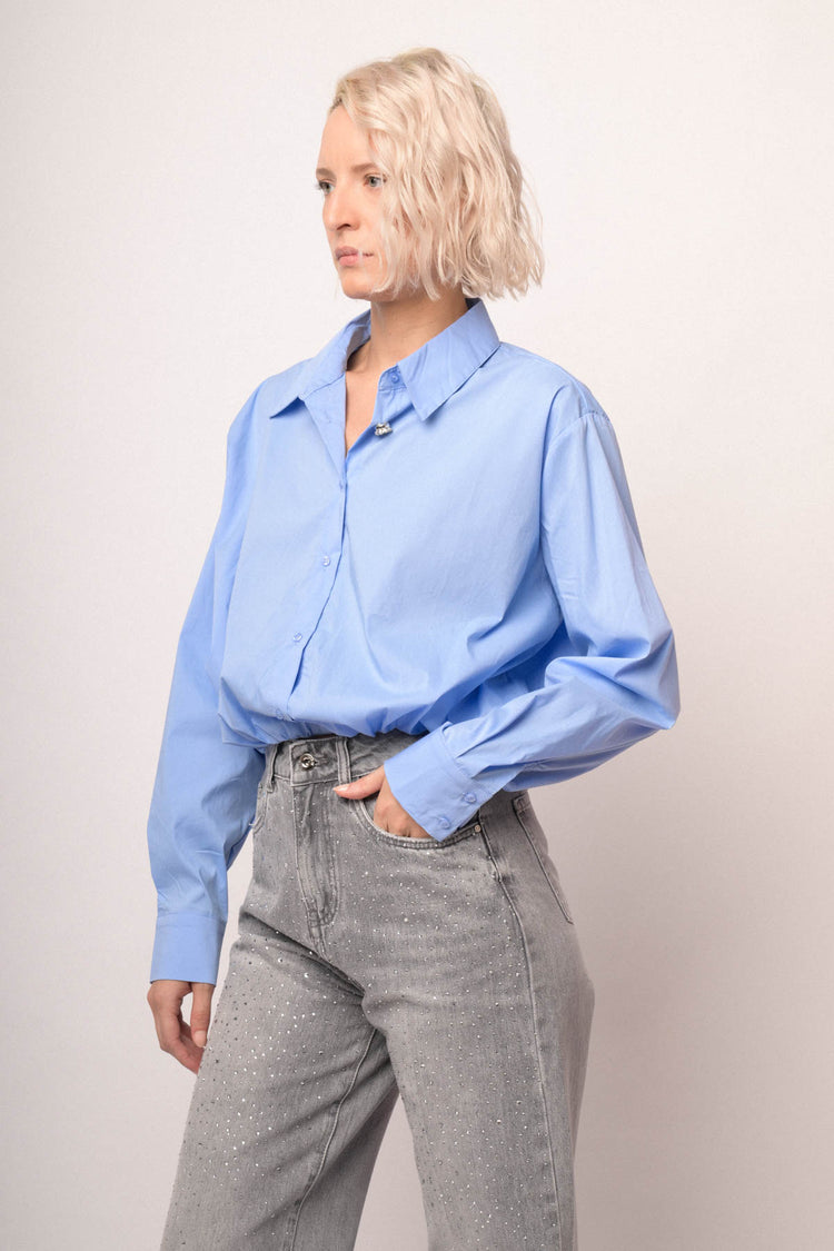 Camicia con bottone strass ed elastico