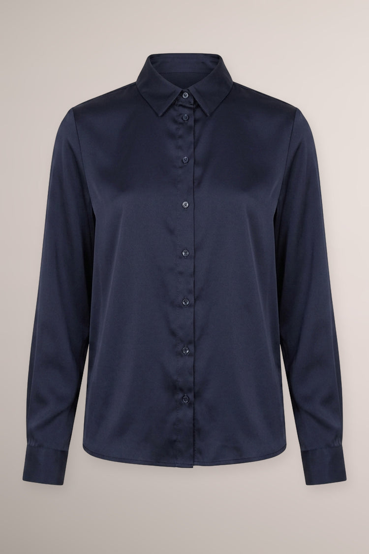 Camicia in raso blu notte