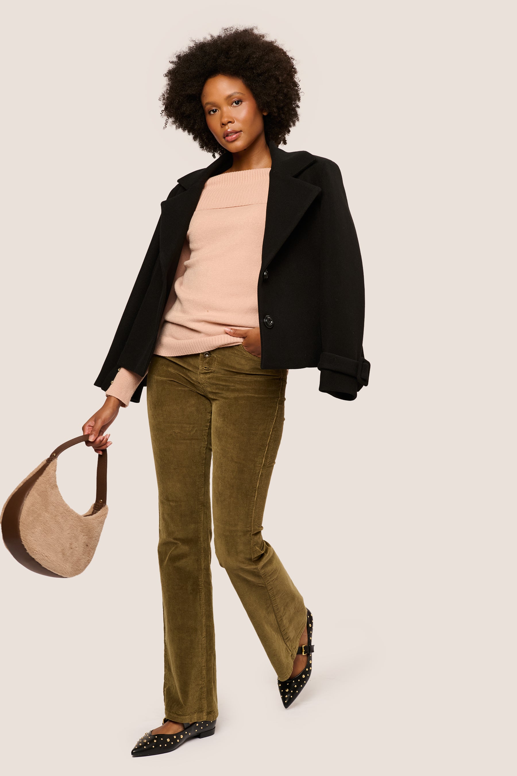 Pantaloni svasati in velluto a coste