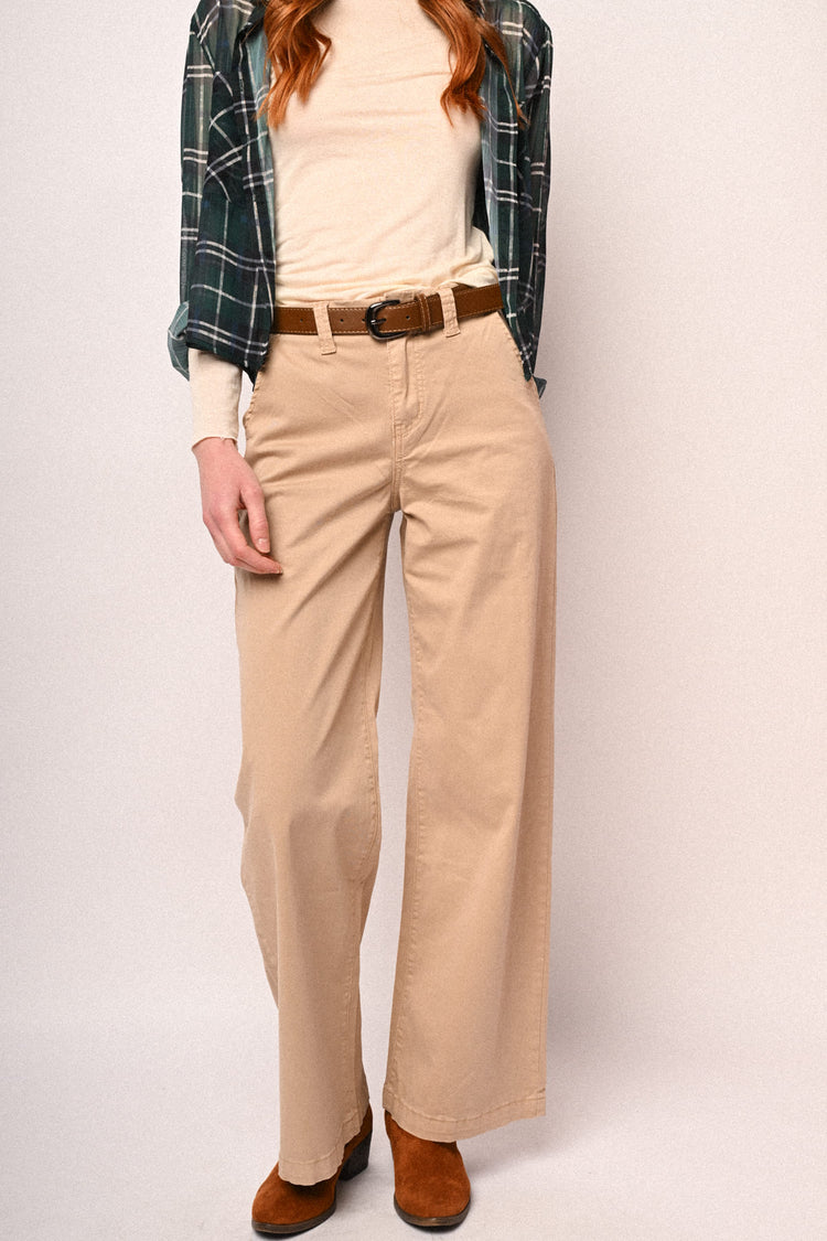 Pantaloni in drill palazzo cintura