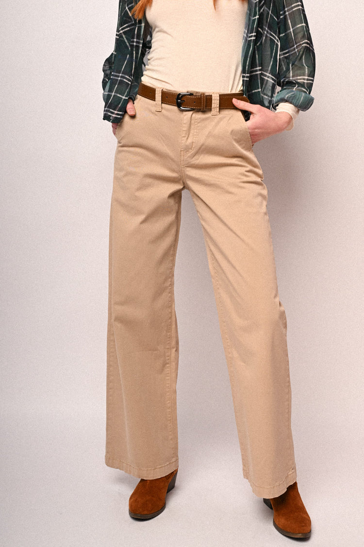 Pantaloni in drill palazzo cintura