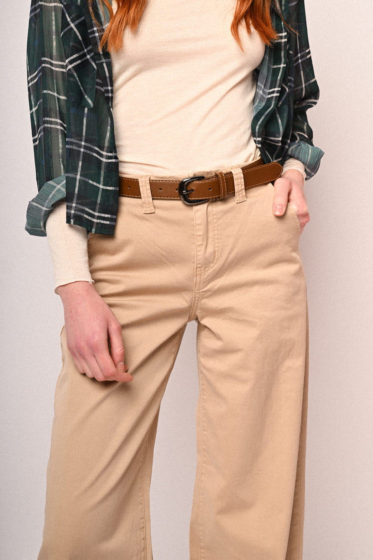 Pantaloni in drill palazzo cintura