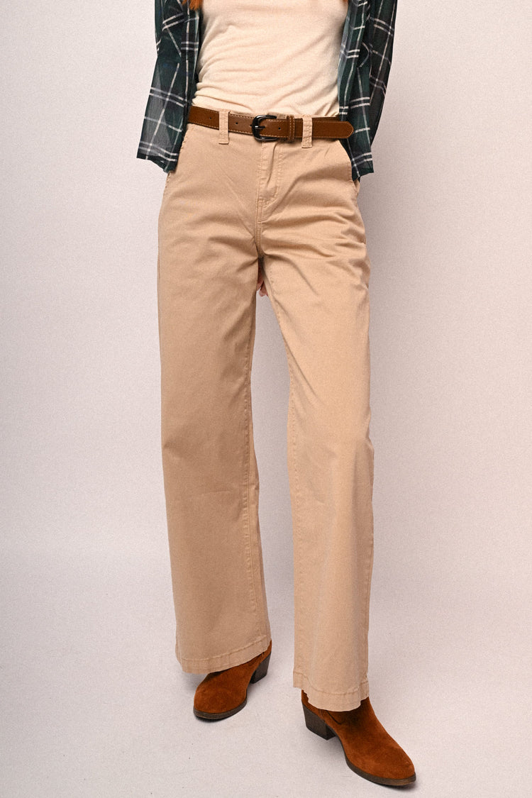 Pantaloni in drill palazzo cintura