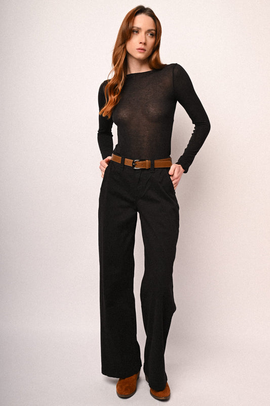 Pantaloni in drill palazzo cintura