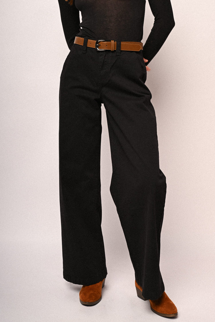 Pantaloni in drill palazzo cintura