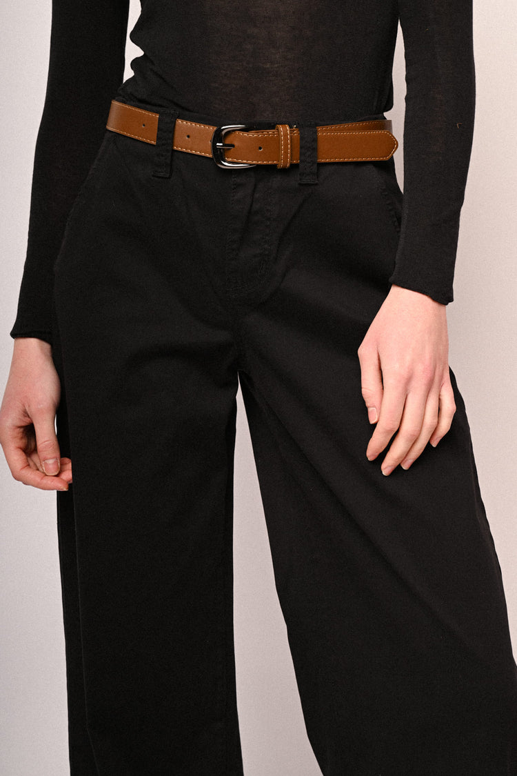 Pantaloni in drill palazzo cintura