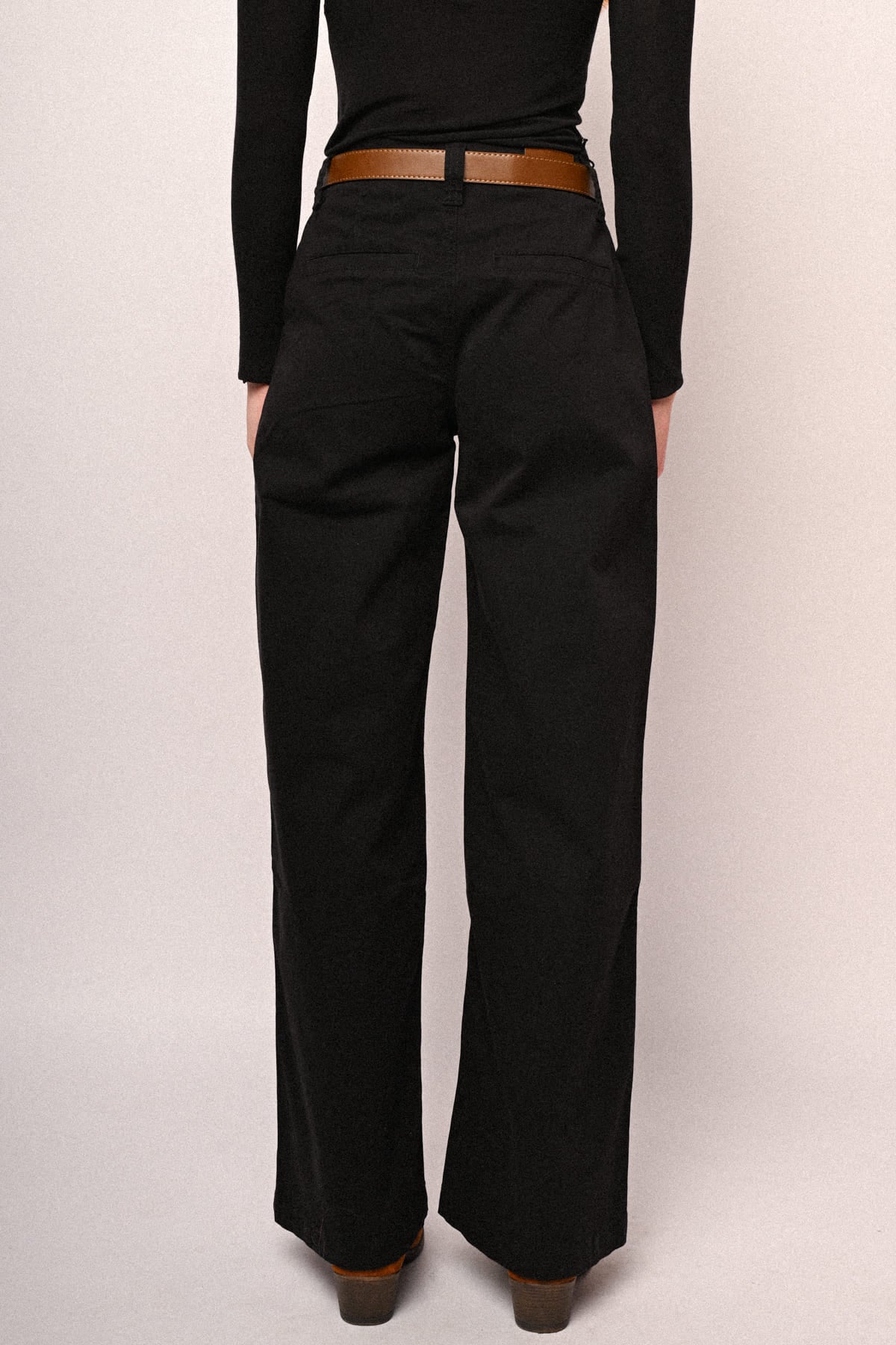 Pantaloni in drill palazzo cintura