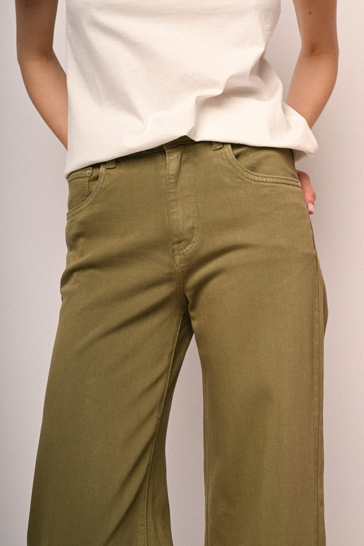 Pantaloni wide-leg in drill