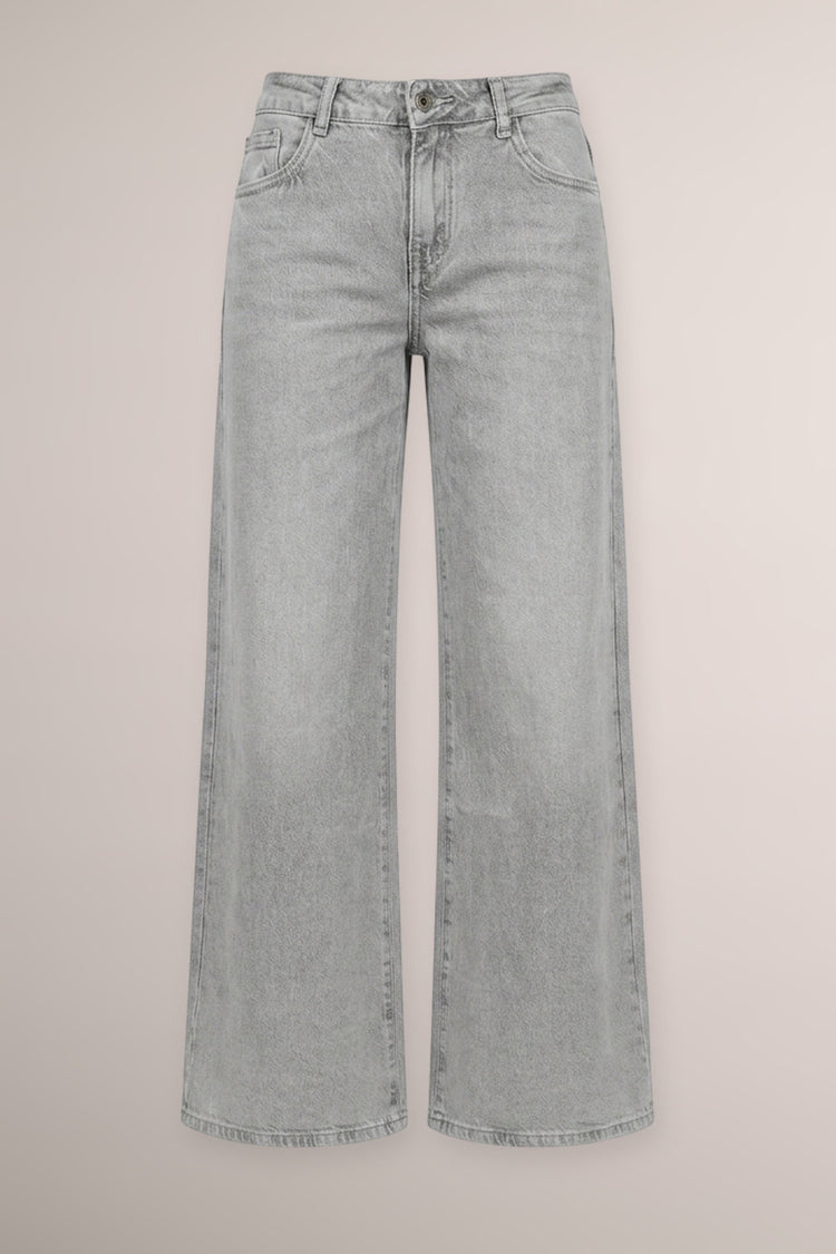 Jeans wide-leg in denim grigio