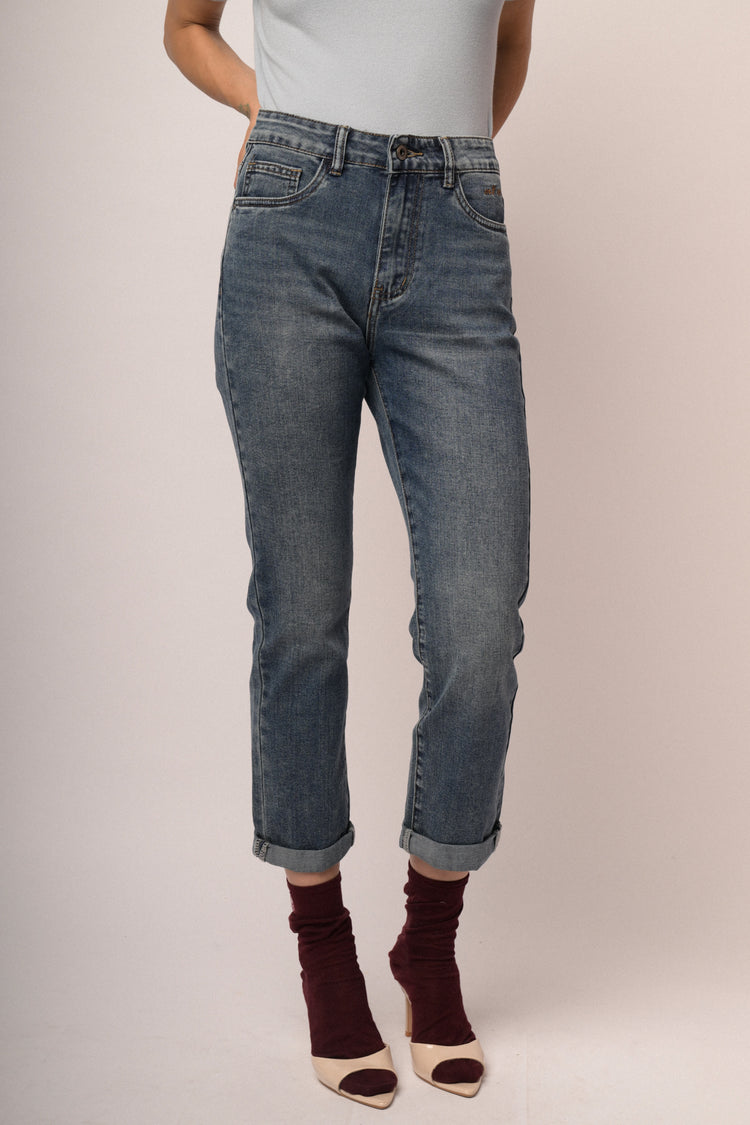 Jeans regular scritta