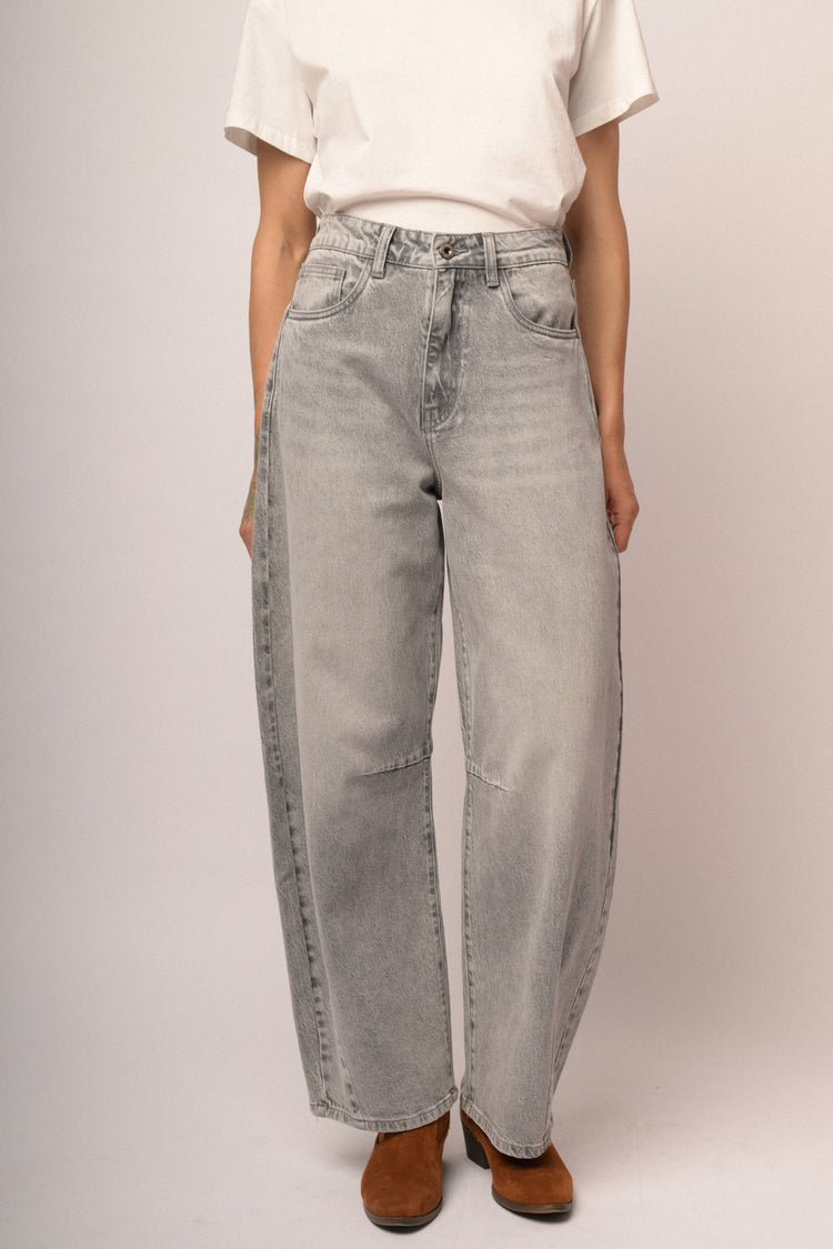 Jeans mom scuro grigio