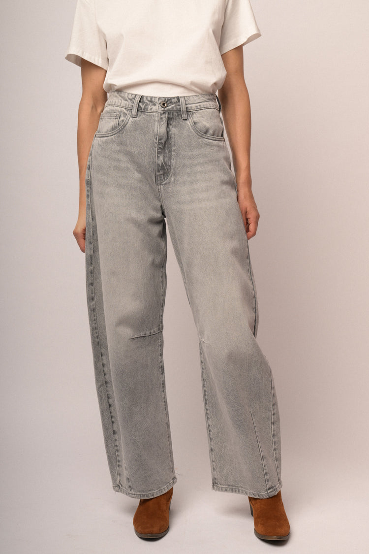 Jeans mom scuro grigio