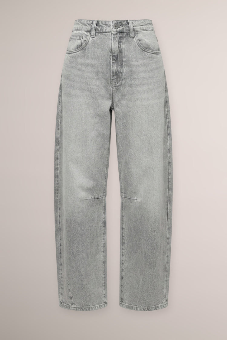 Jeans Barrel in denim grigio