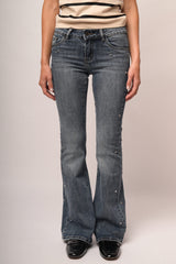 Jeans zampa con stelle e strass