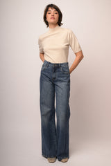 Jeans palazzo con impunture